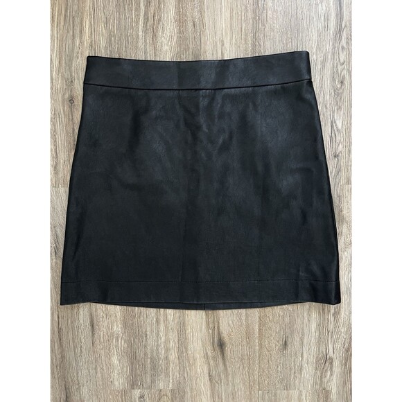 J Crew Black Faux Leather A-Line Mini Skirt Size 8 - Picture 2 of 7
